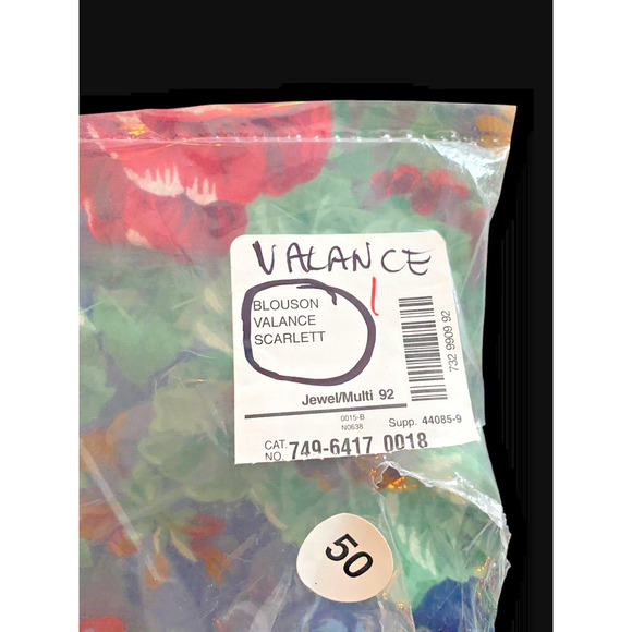 Blue Floral Curtain Valance Cottagecore English Romantic Roses 86"x23" Vintage - Picture 10 of 12